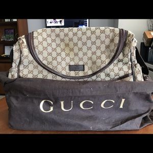 Gucci tan canvas diaper bag